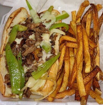 PHILLY CHEESESTEAK SANDWICH WITH FRIES