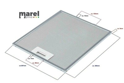 FILTRO CAPPA ELICA GRI0009219A- 1010GY METALLICO 305x267x9mm mm