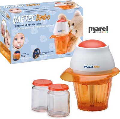 Imetec Bimbo Hm3 Omogeneizzatore, 2 Vasetti Salvafreschezza, Lame Acciaio Inox, Funzionamento Ad Impulsi, 0.4 Litr