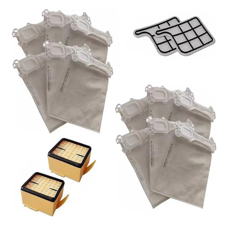 KIT 12 SACCHETTI +2 FILTRI HEPA +2 GRIGLIE MOTORE FOLLETTO VK135-136 COMPATIBILE