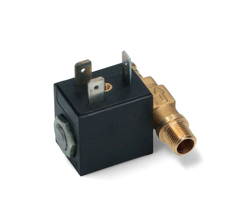 ELETTROVALVOLA ATTACCO MASCHIO 1/8, 4W 230V 50Hz TA: 80°C, PORTAGOMMA IN LINEA, FERRI DA STIRO