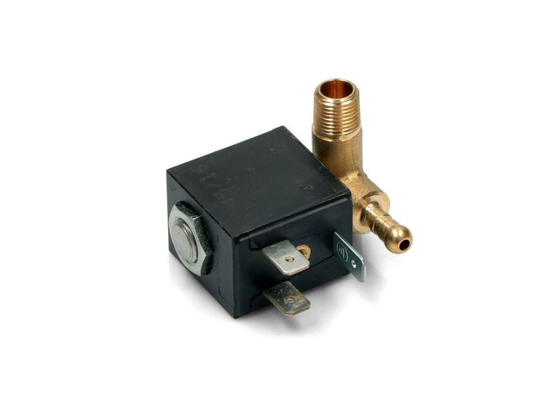 ELETTROVALVOLA ATTACCO MASCHIO 1/8 4W 230V, 50Hz, 9-12.5VA. TA: 80°C, INS. CLASS: H, PORTAGOMMA 90° SX OLAB FERRI DA STIRO