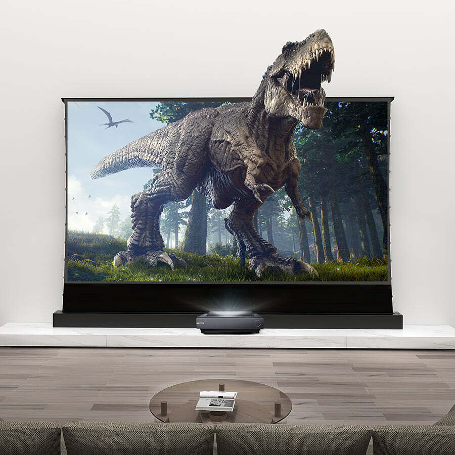 Hisense PX1-Pro 4k UST Projector + Vividstorm S Pro Electric Tab-Tensioned Floor Screen