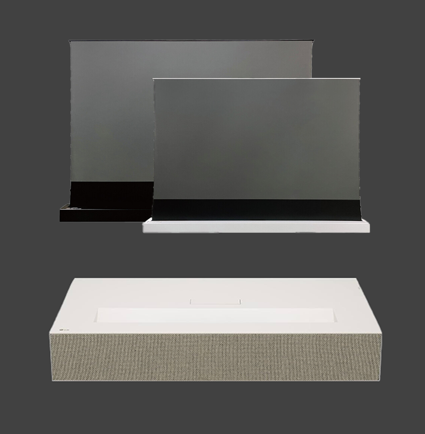 LG HU915QE 4K UST Laser Projector + Vividstorm S Pro 120" Electric Tensioned Floor Screen