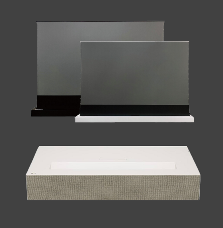 LG HU915QE 4K UST Laser Projector + Vividstorm S Pro 120" Electric Tensioned Floor Screen