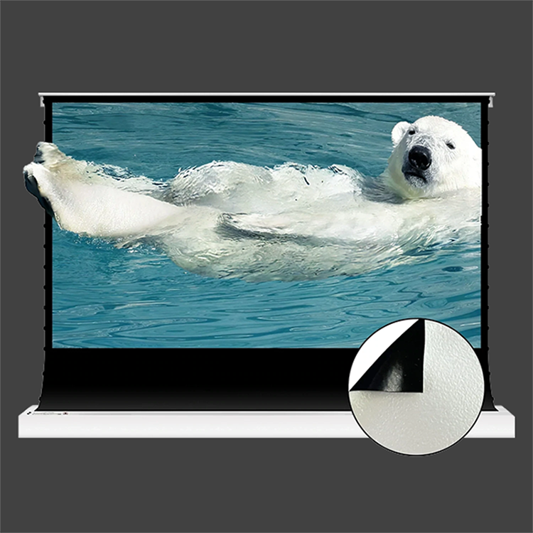 Vividstorm S Electric Tension Floor Screen Pearlescent White Cinema Plus (High Gain) Material (White Casing)