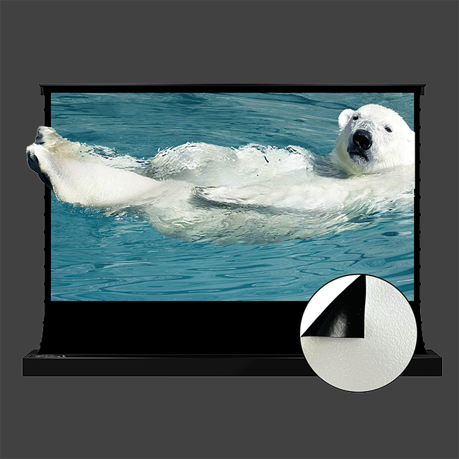 Vividstorm S Electric Tension Floor Screen Pearlescent White Cinema Plus (High Gain) Material.