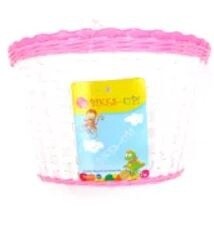 Basket - White with Pink Stripe &amp; Large Flowers