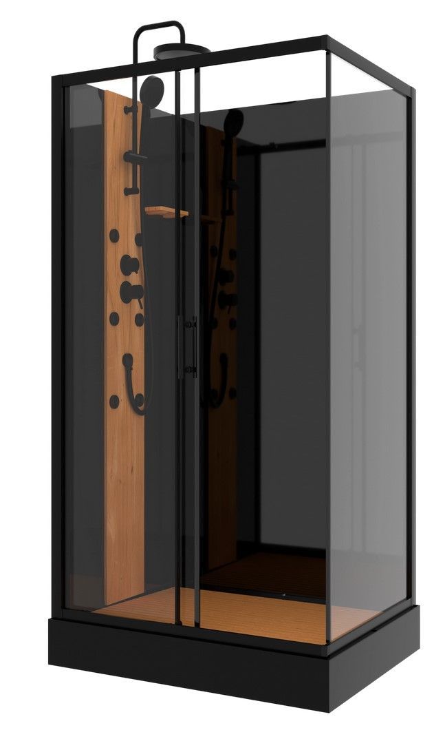Duschtempel Fertigdusche Duschkabine Glas komplett Dusche 100 x 80 cm Schwarz