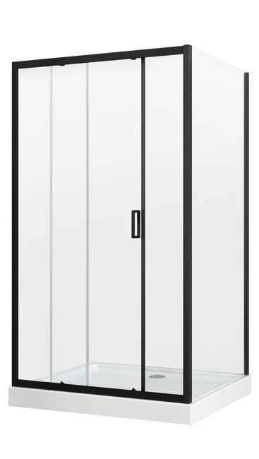 Duschtempel komplett set duschkabine Duschabtrennung Wanne 80 x 100 cm Schwarz
