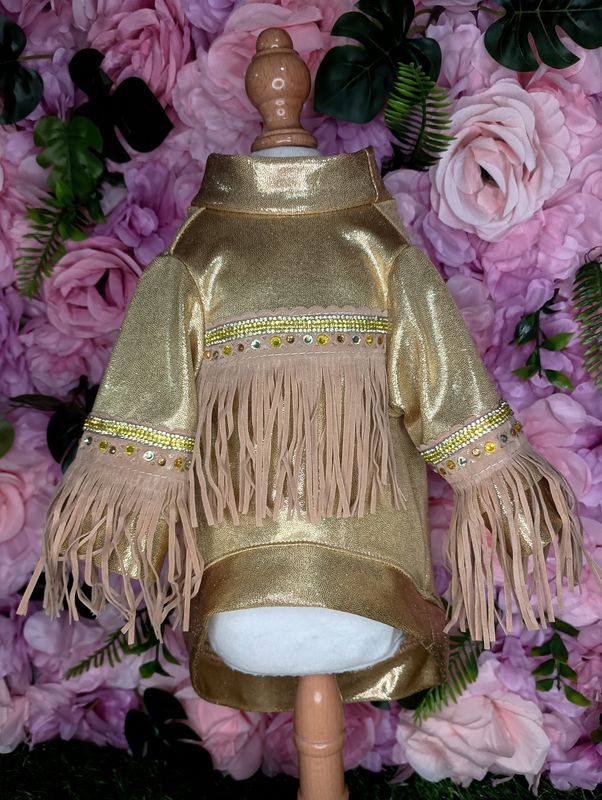 Gold boho/ western shirt (Medium)