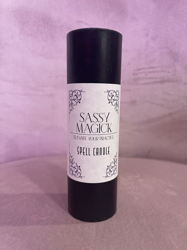 UNSCENTED PILLAR/BLACK CANDLE