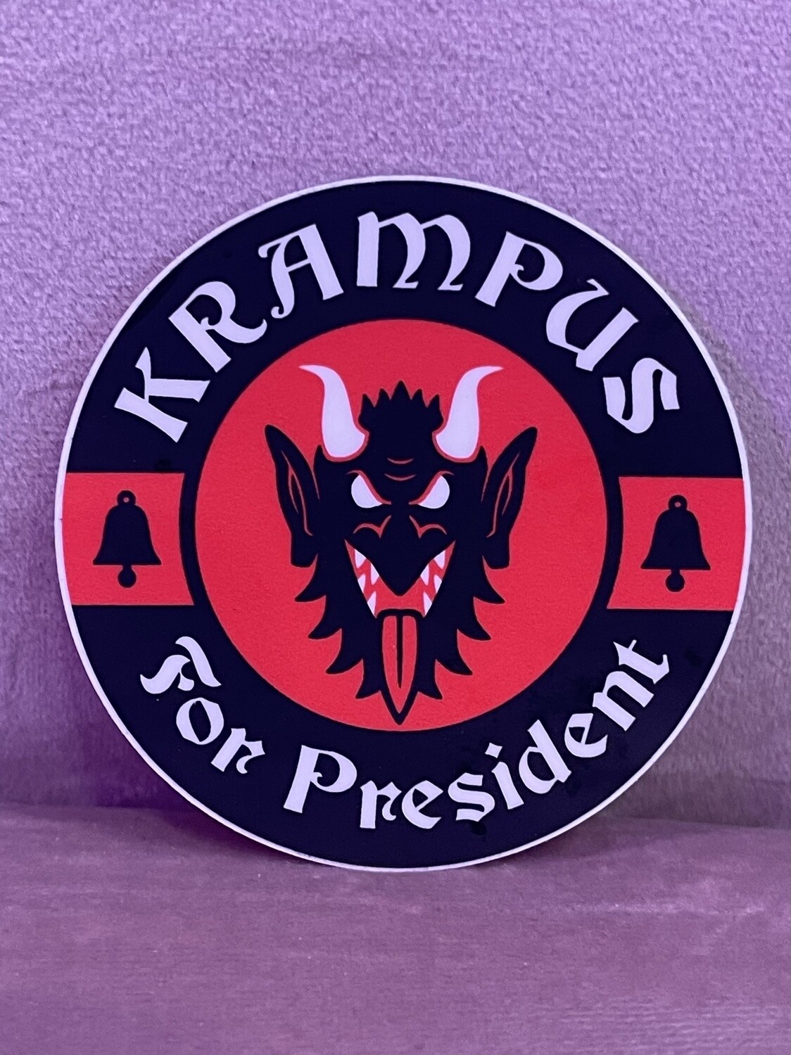 Krampus For President circle sticker
