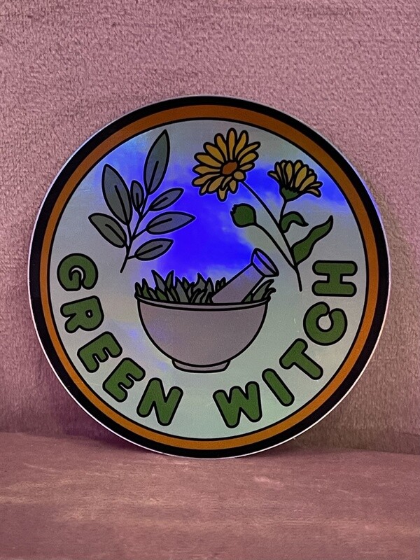 Green Witch Holographic Sticker