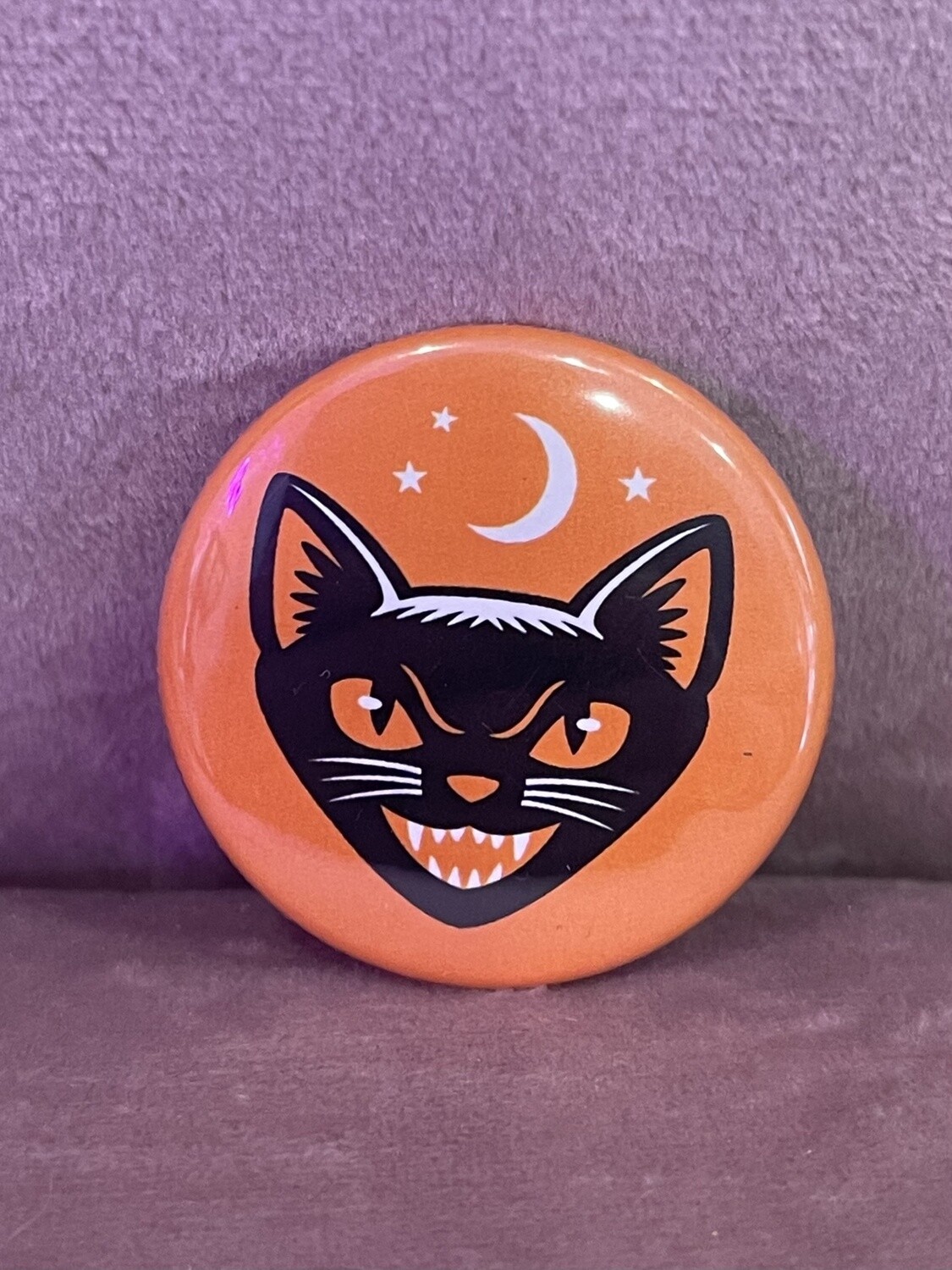 Black Cat Halloween Button
