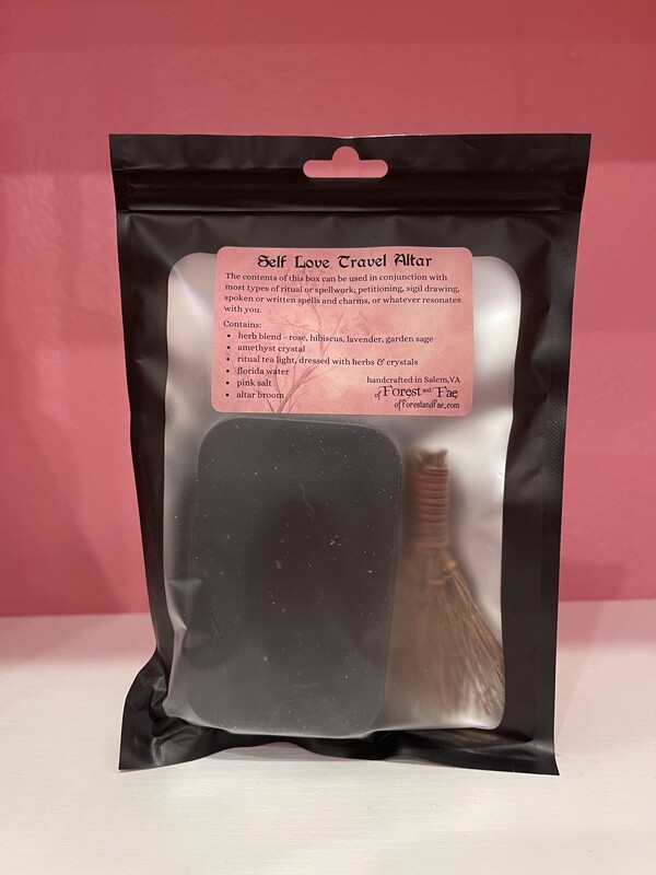 Self Love Travel Altar | Ritual Kit | Witch Kit | Witchcraft Mini Altar | Travel Spell Kit | Spell Candle | Herb Witch | Crystal Candle