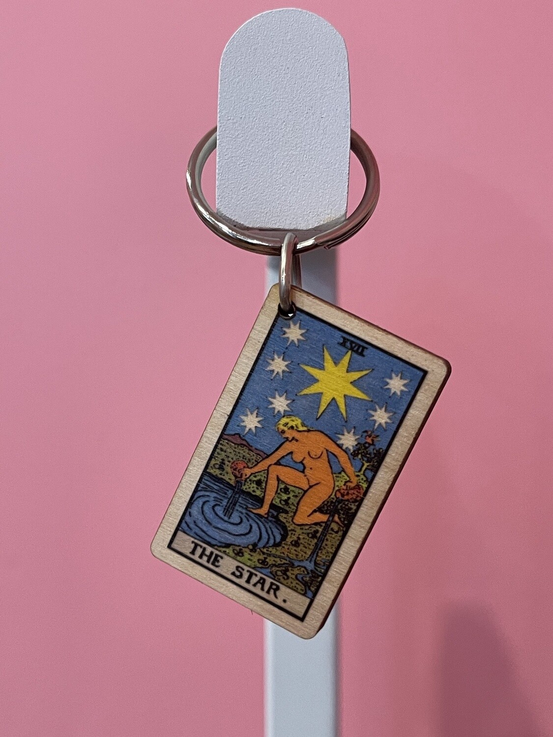Tarot - 17 - The Star Full Color Wooden Keychain