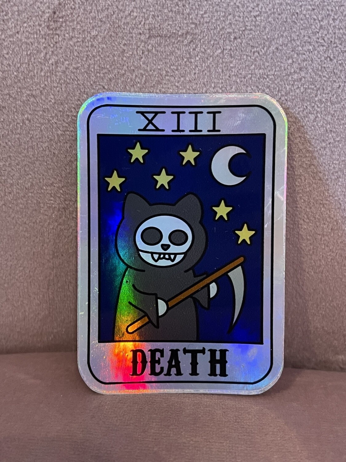Death Tarot Kitty Holographic Sticker