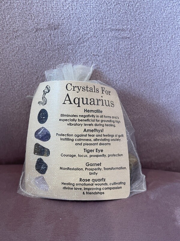 Aquarius Crystal Crystals Set ZODIAC HOROSCOPE
