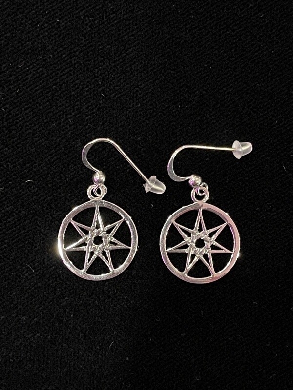 Fairy Pentacle Silver Dangling Earrings