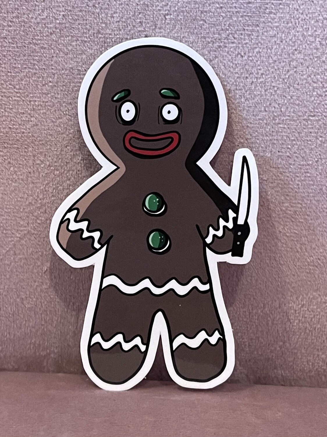 Goth Gingerbread Man Christmas Vinyl Sticker