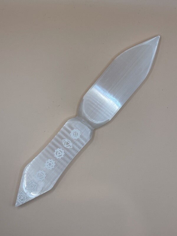 10&quot; Selenite Chakra athame