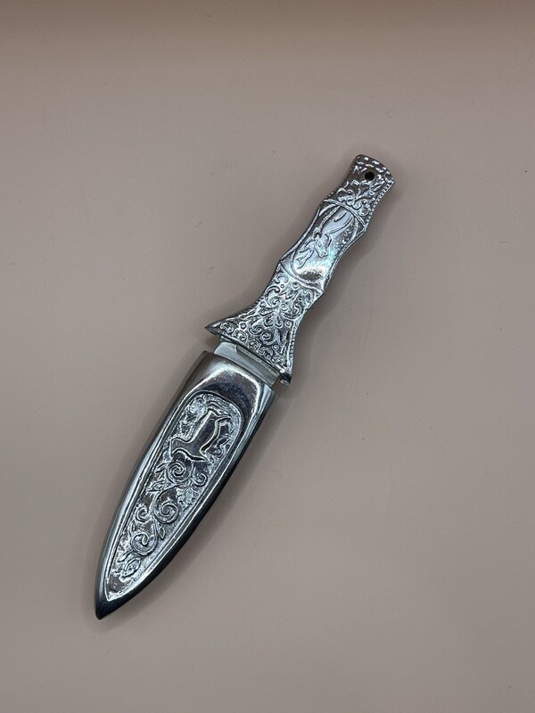 Engraved Silver Boot athame