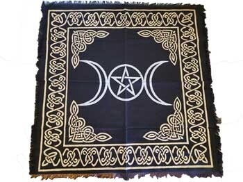 Triple Moon Pentagram altar cloth 24&quot; x 24&quot;