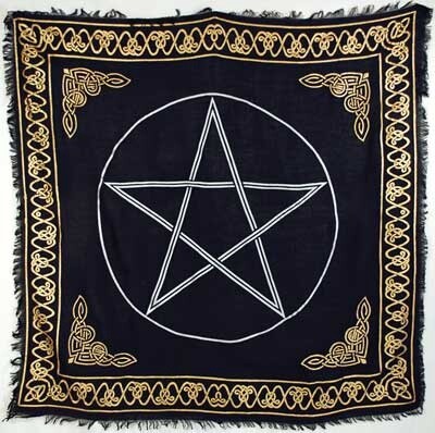 Gold Bordered Pentagram altar cloth 36&quot; x 36&quot;