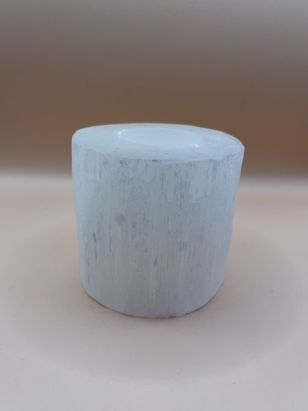 Selenite Cylinder Candle Holder