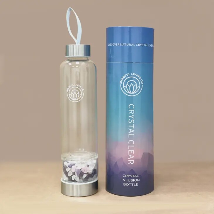 Crystal Clear Jar Water Bottle - Amethyst