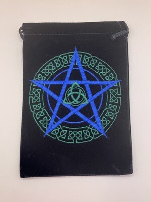 Velvet Tarot Bag With Blue Pentagram