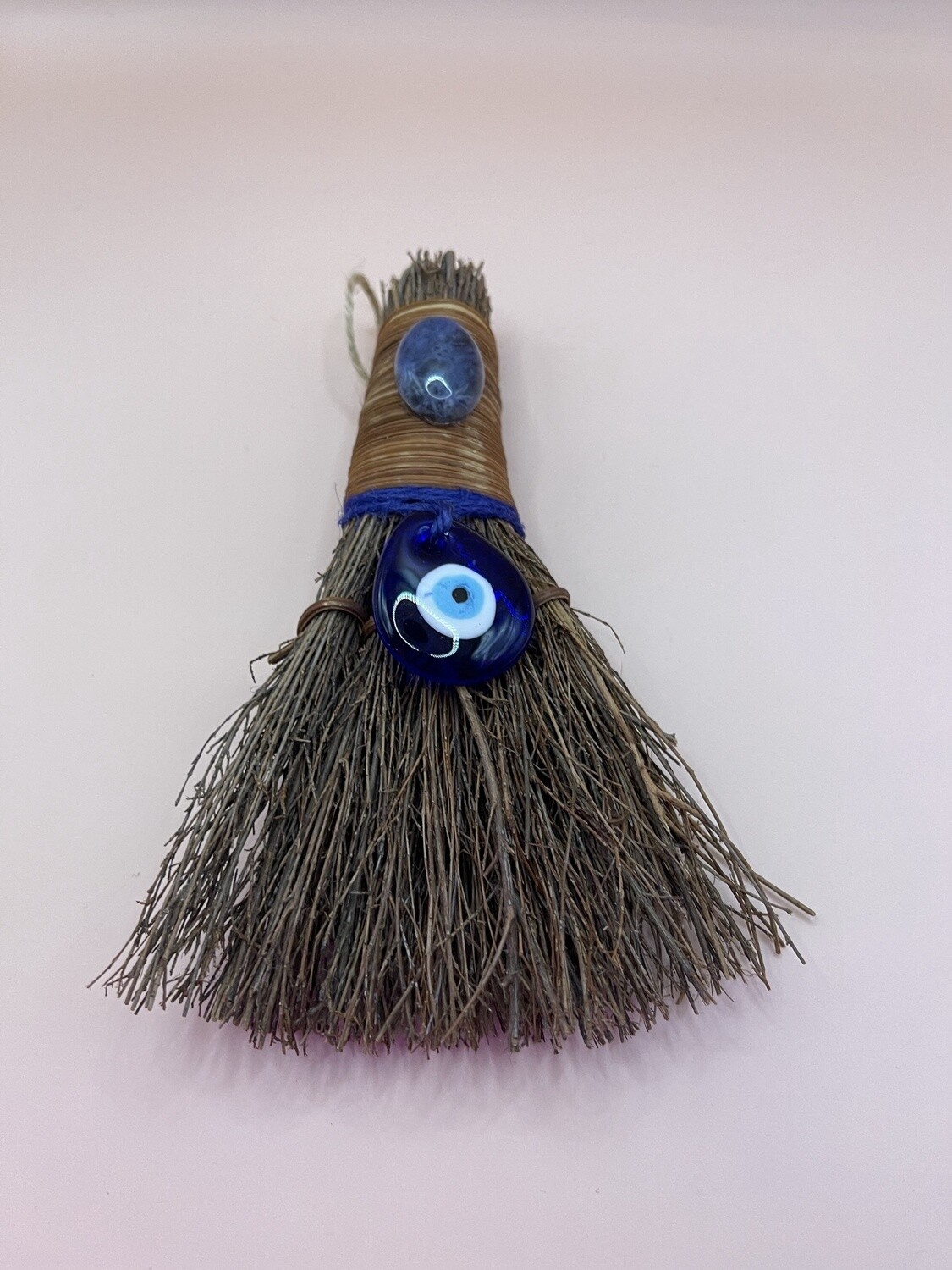 Evil Eye Protection Witch's Besom, Witch Broom w/ Crystals