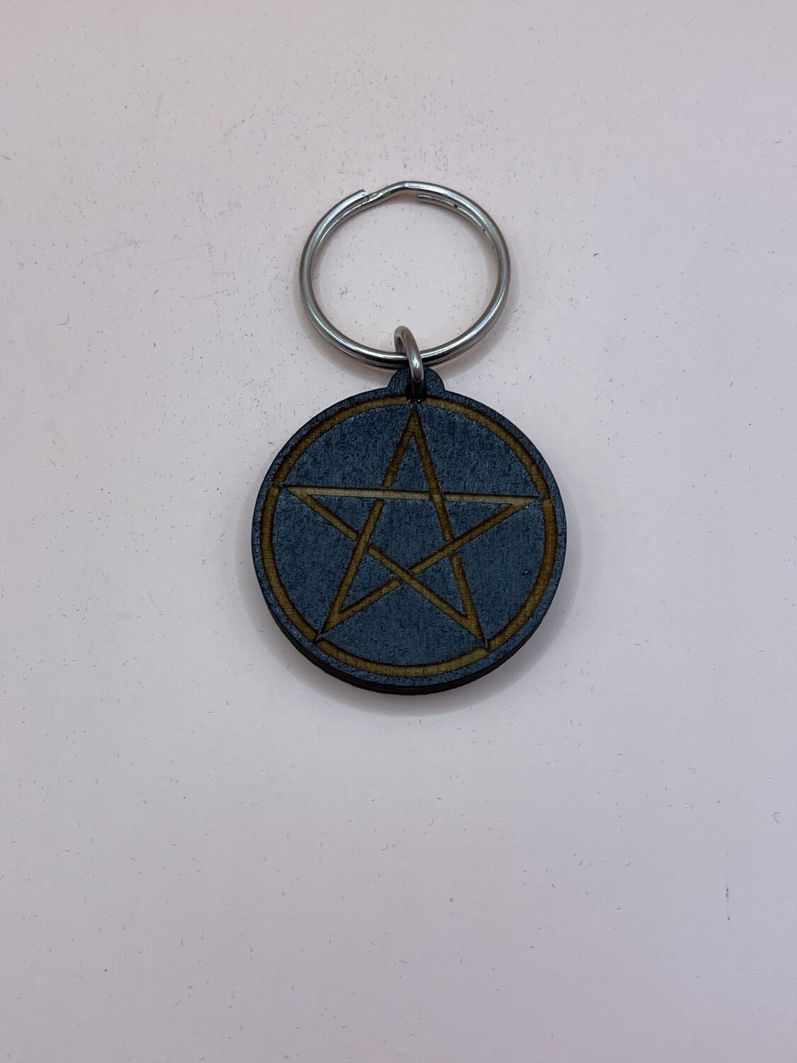 Pentagram Wooden Keychain