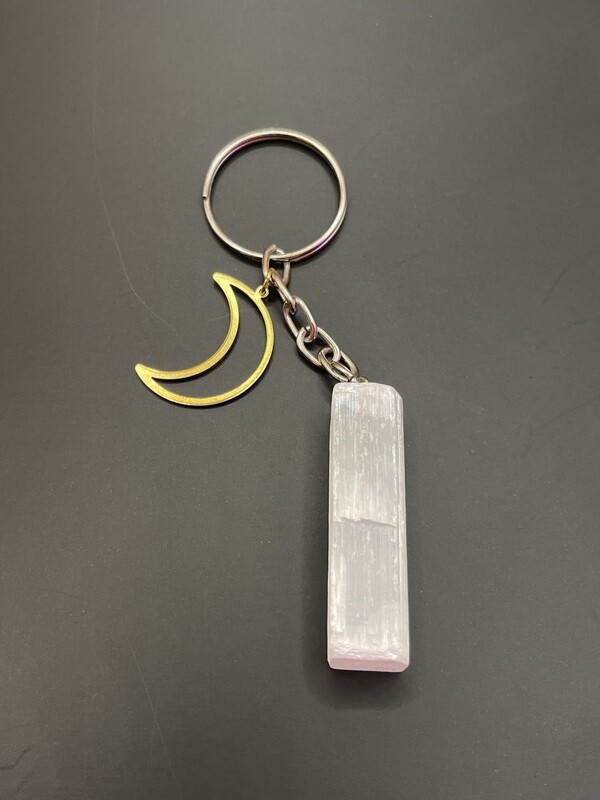 Selenite Rough Gemstone Key Chain