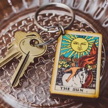 The Sun Full Color Wooden Keychain