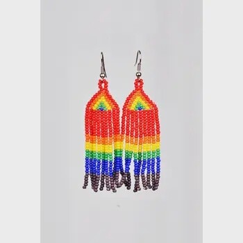 Hand Beaded (seed bead) Rainbow Earrings