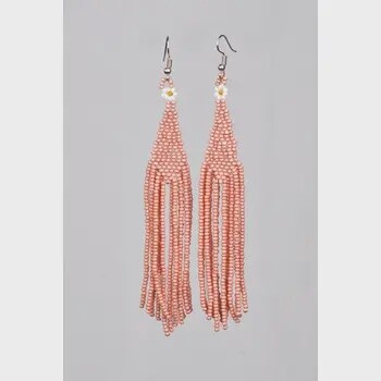 Hand Beaded (seed bead) Earrings Rose