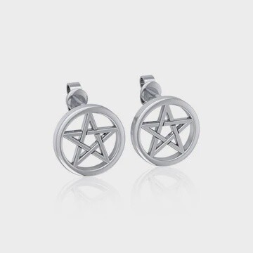 Silver Pentagram Pentacle Earrings stud