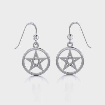 Silver Pentagram Pentacle Earrings