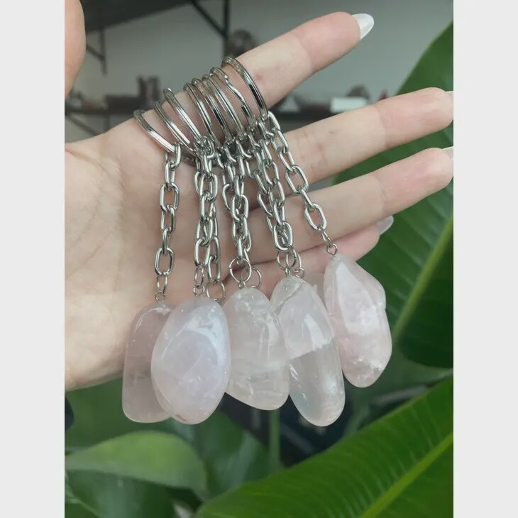 Rose Quartz Crystal Keychain