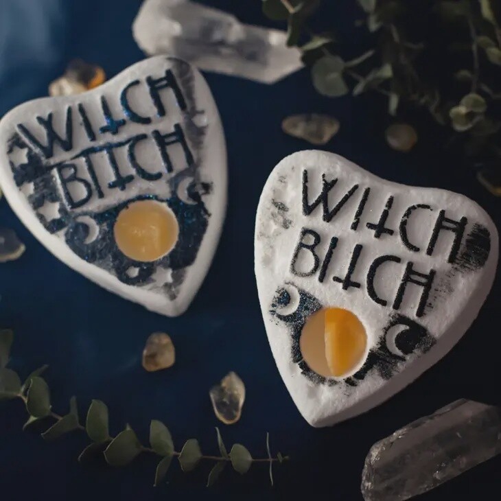 Witch B*tch Bath Bomb with Tumbled Citrine Crystal
