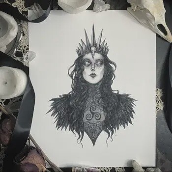 The Morrigan Fine Art Print - Celtic Goddess of War &amp; Death 8x10