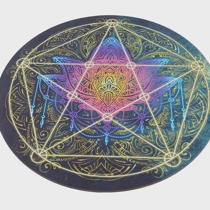 Pentagram Lotus Metatron Pendulum / Altar Board 7"D