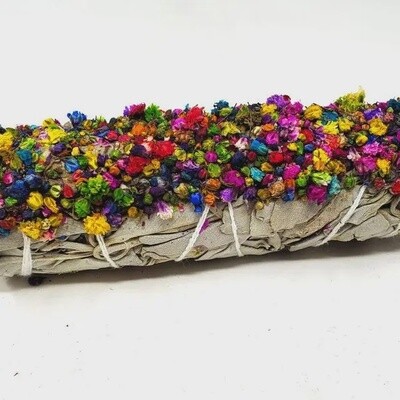 Energy Wheel Rainbow Floral White Sage 4" Smudge Sticks