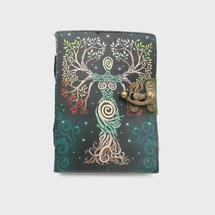 Goddess Tree of Life Leather Blank Journal Spell book