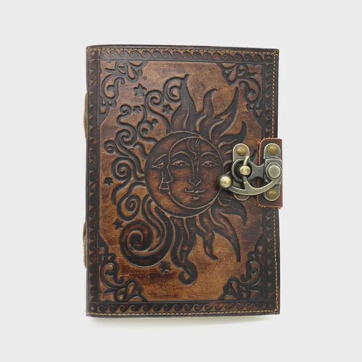 Celestial Embossed Leather Blank Journal Spell Book