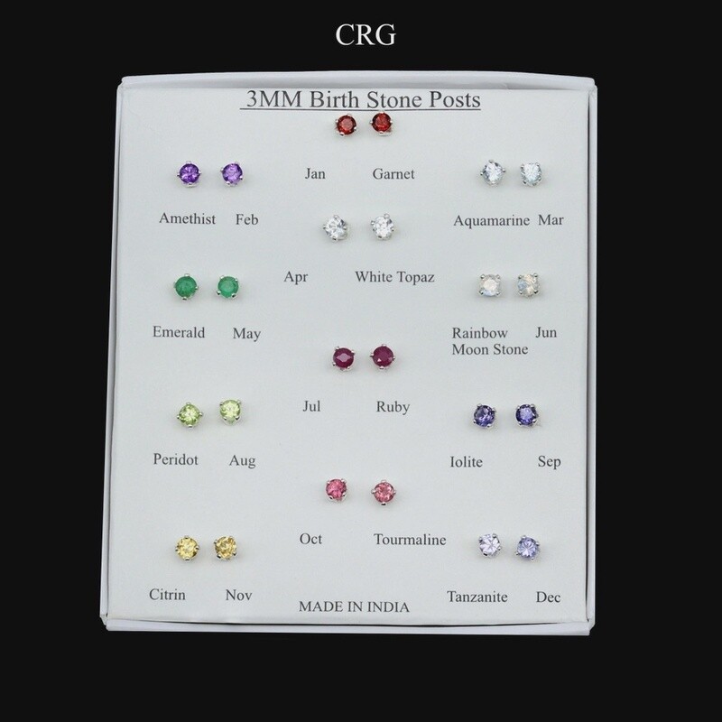 3mm Birthstone Earrings