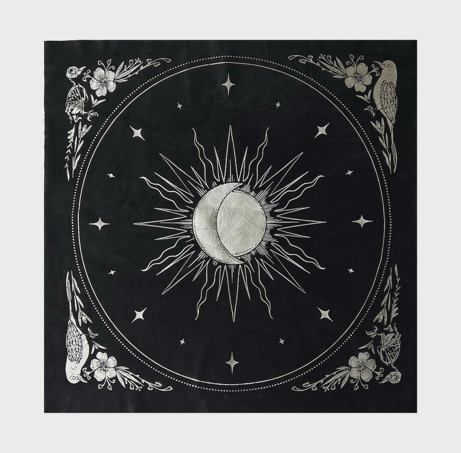 Velvet Altar Cloth - "Celestial" | Black Velvet + Silver Foil
