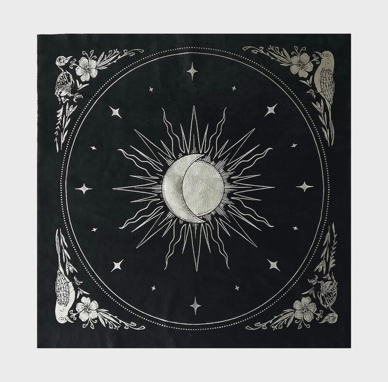 Velvet Altar Cloth - &quot;Celestial&quot; | Black Velvet + Silver Foil